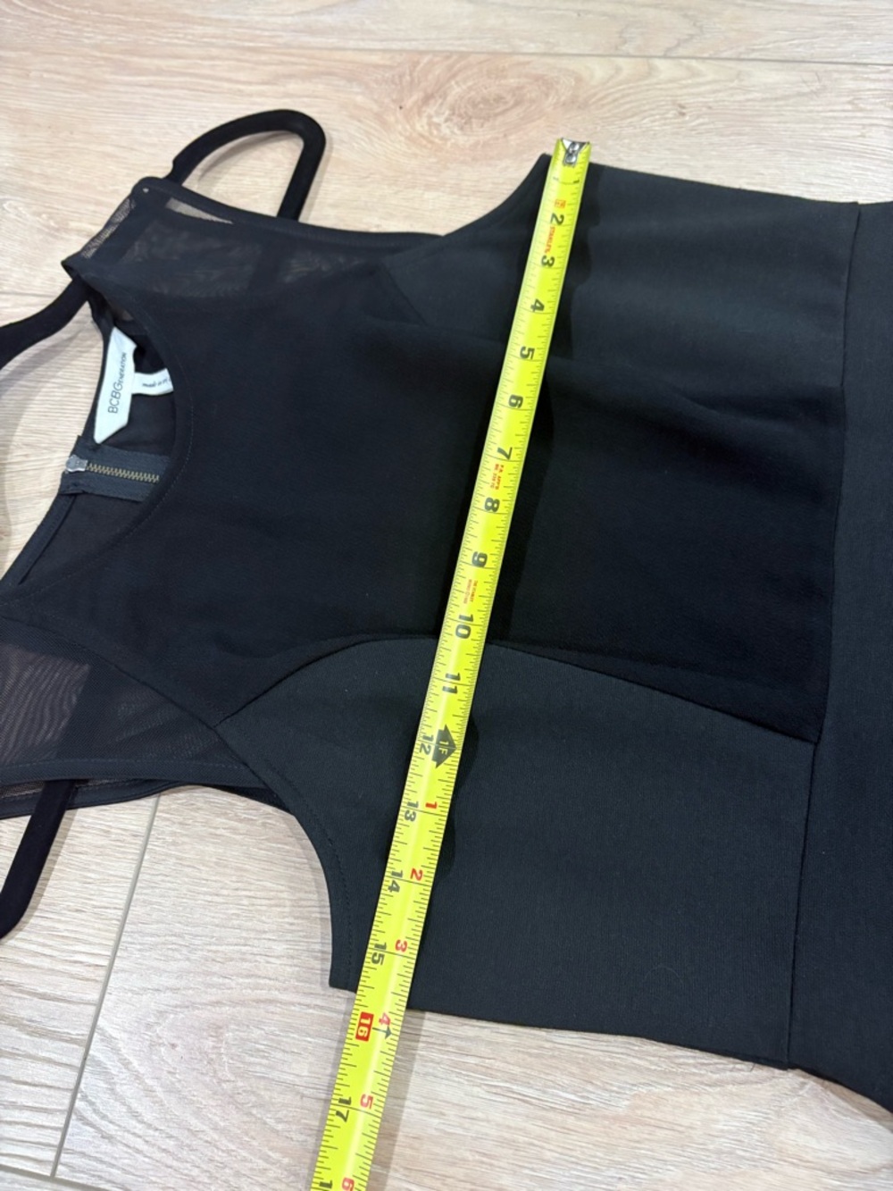 BCBGeneration Black Sheath Mini Dress with Mesh Detail - Picture 3 of 6